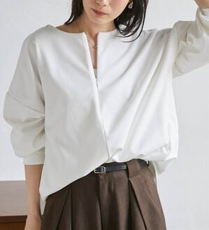 RANAN（ラナン）の「裏起毛ハーフジップコクーン長袖チュニック（カットソー）」｜詳細画像