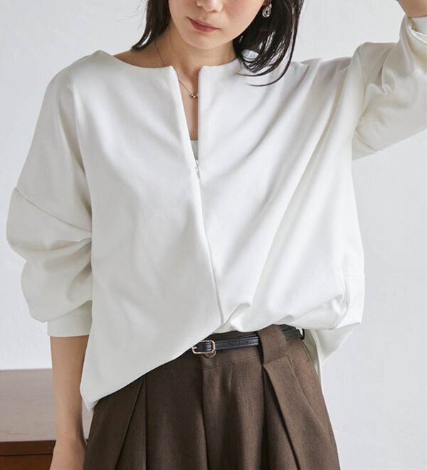 RANAN（ラナン）の「裏起毛ハーフジップコクーン長袖チュニック（カットソー）」｜詳細画像