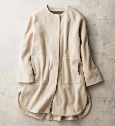 VINNO（ヴィノ）の「ウール調ノーカラーロングコート（ロングコート）」