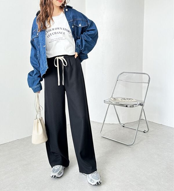 ふわふわあったか！裏起毛リブワイドパンツ - ベルーナ【公式】