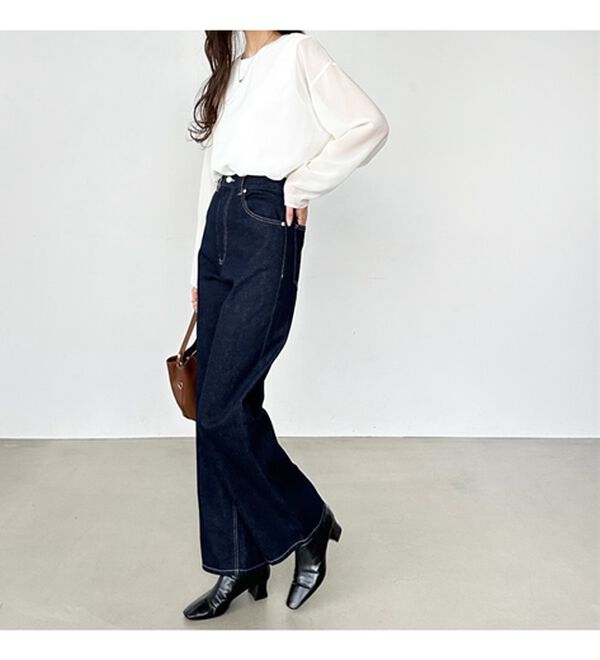 GeeRA（ジーラ）の「ハイウエストストレートデニム（ワイドパンツ・ガウチョ）」｜詳細画像