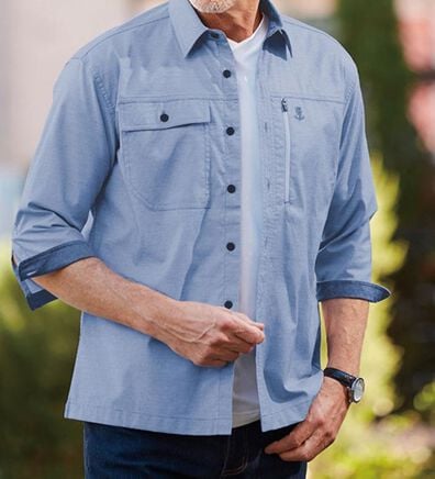 「＜Ｕ．Ｐレノマ＞大人の涼感７分袖シャツジャケット（メンズジャケット）」