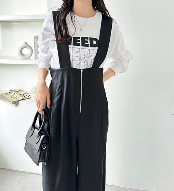 GeeRA（ジーラ）の「フロントジップハイウエストサロペット（オールインワン）」｜詳細画像