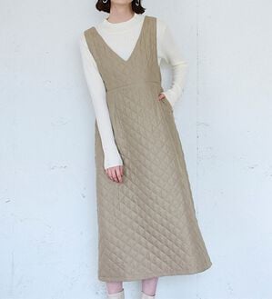 RANAN（ラナン）の「キルティングＶネックジャンパースカート（ジャンパースカート）」｜詳細画像