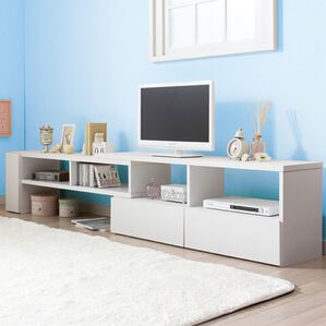 iellio（イエリオ）の「お買得！伸縮できるおしゃれなテレビ台＜テレビボード・コーナーテレビ台・伸縮テレビ台・スライドテレビ台・大量収納・コスパ＞（リビング収納）」｜ホワイト