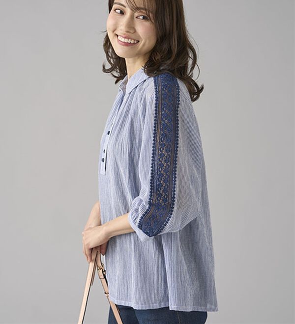 BELLUNA（ベルーナ）の「暑い夏に着たい！涼やか綿１００％ブラウス（ブラウス）」｜詳細画像