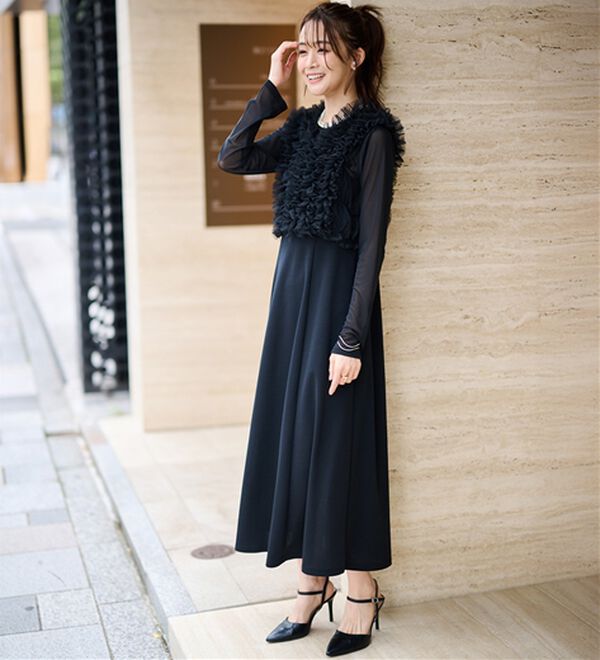 RANAN（ラナン）の「＜３点セット＞チュールフリルベストフレアワンピース（その他ワンピース）」｜詳細画像