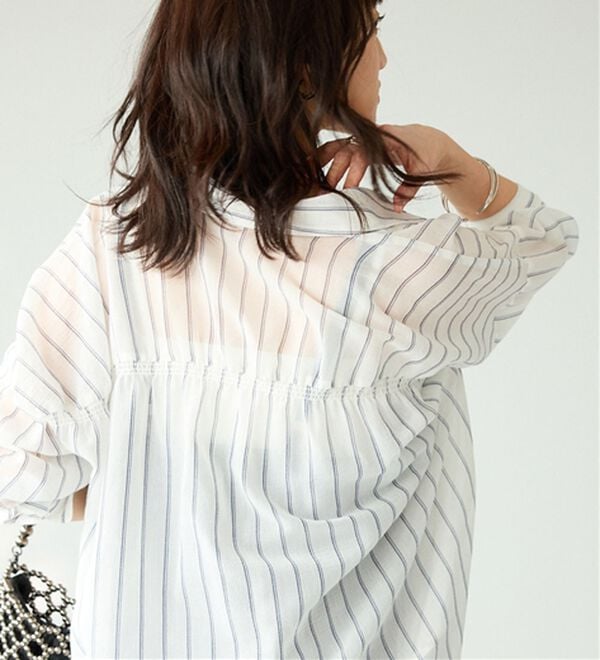 BELLUNA（ベルーナ）の「【接触冷感】透け感バックシャーリングシャツ（シャツ）」｜詳細画像