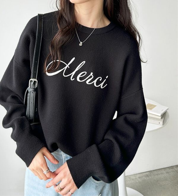 GeeRA（ジーラ）の「チェーン刺しゅうニットプルオーバー（ニット・セーター）」｜ブラック