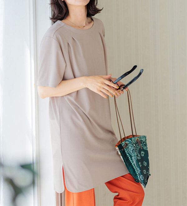 BELLUNA（ベルーナ）の「【接触冷感】かのこ素材タックデザインチュニックワンピース（その他ワンピース）」｜詳細画像