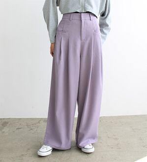 GeeRA（ジーラ）の「フロントポケットタックワイドパンツ（ワイドパンツ・ガウチョ）」｜パープル
