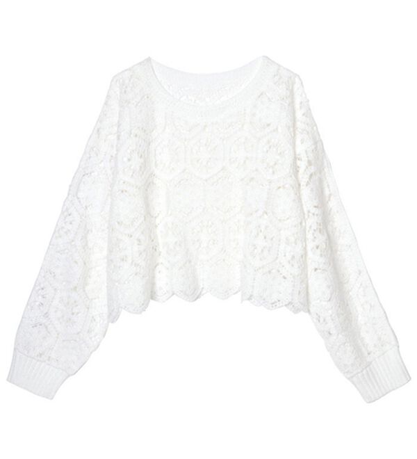 RANAN（ラナン）の「かぎ針風ショート丈プルオーバー（ニット・セーター）」｜詳細画像