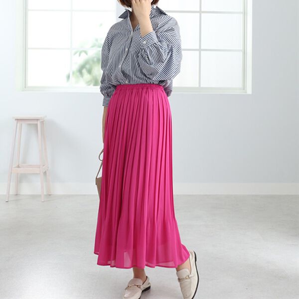 BELLUNA（ベルーナ）の「プリーツデザインカラースカート（ロングスカート）」｜詳細画像