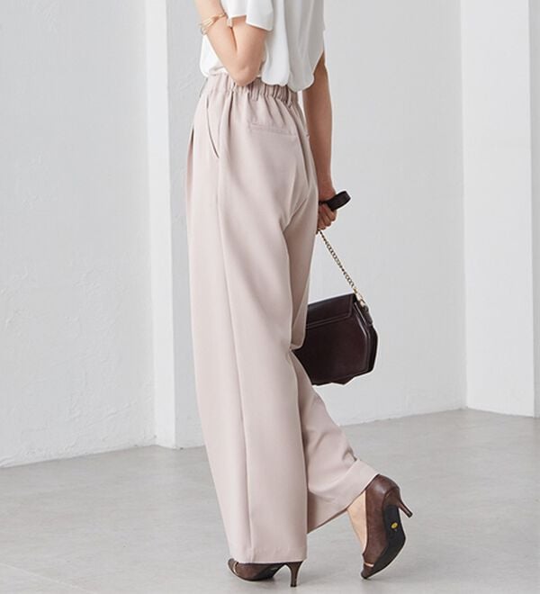 RANAN（ラナン）の「【選べる２丈】機能付！美脚シルエットセンタープレスワイドパンツ（フルレングスパンツ）」｜詳細画像