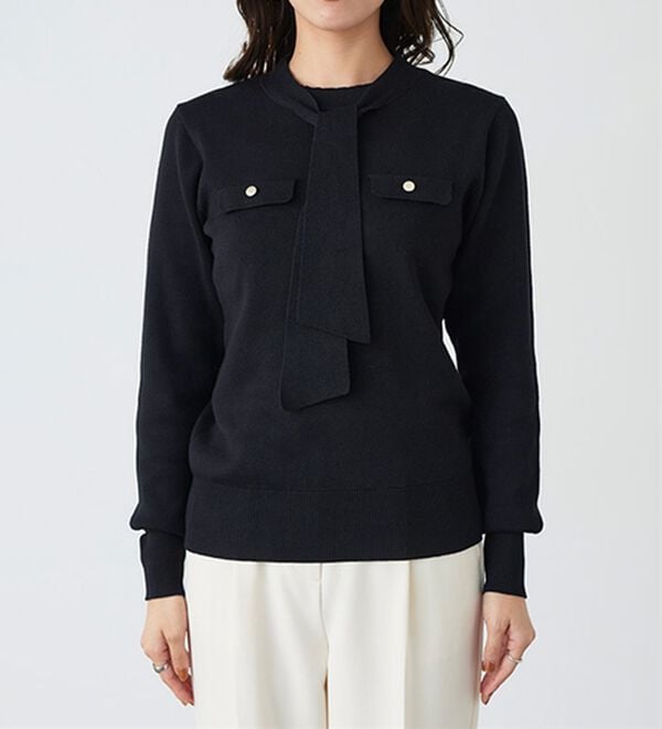 Pierrot（ピエロ）の「ボウタイポケットニット（ニット・セーター）」｜詳細画像