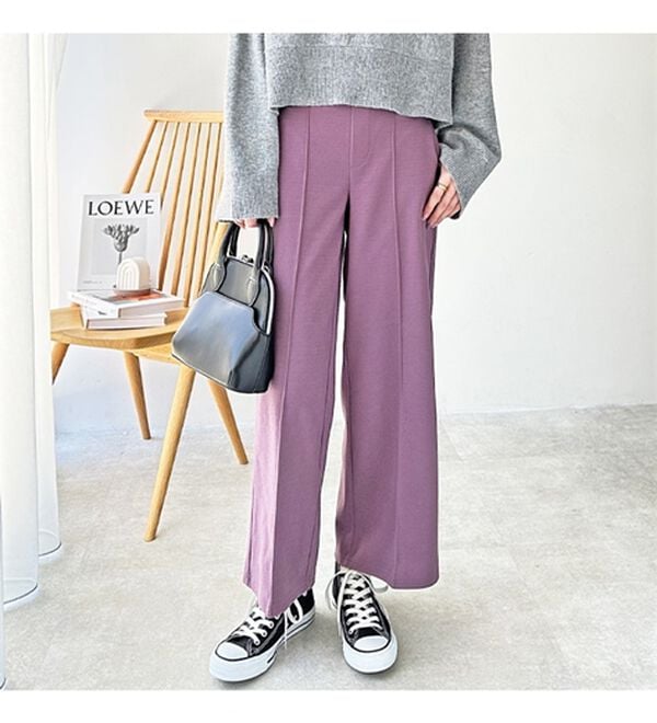 GeeRA（ジーラ）の「美脚ストレッチセミワイドパンツ（ワイドパンツ・ガウチョ）」｜詳細画像