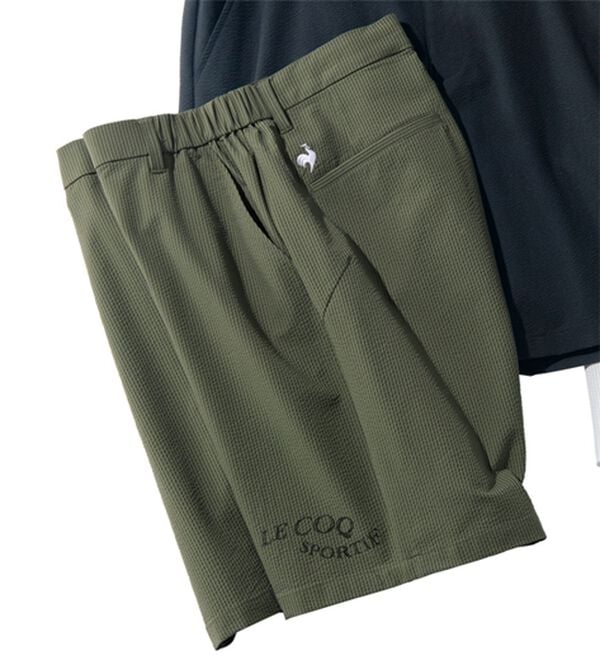 「＜ルコックスポルティフ＞サッカーストライプショートパンツ（メンズハーフパンツ）」｜カーキ