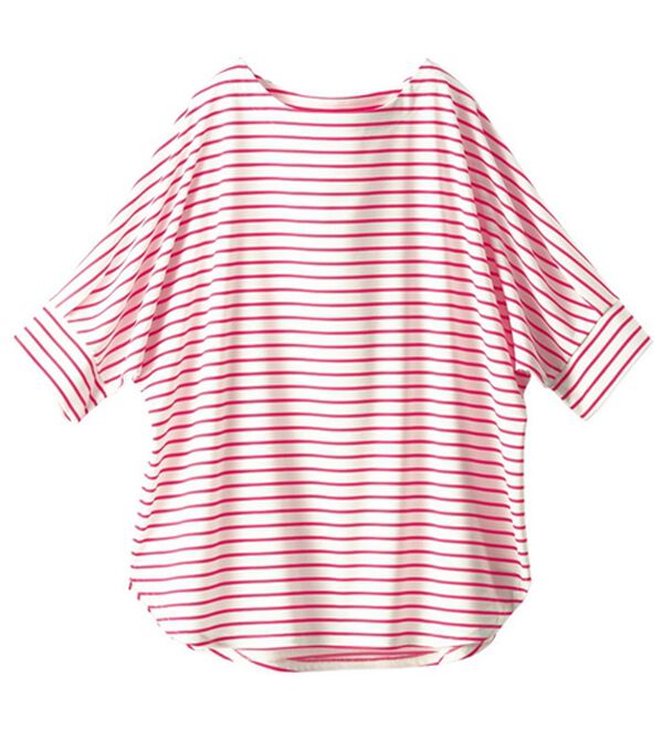 BELLUNA（ベルーナ）の「リップル素材ゆったりボーダープルオーバー（カットソー）」｜詳細画像