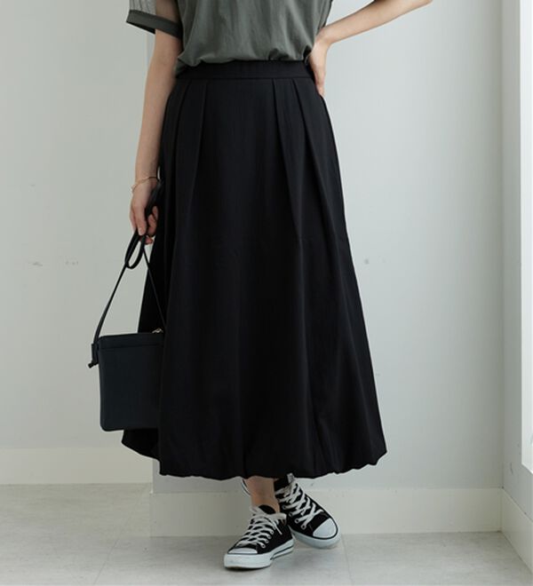 BELLUNA（ベルーナ）の「しぼ感素材バルーンスカート（ロングスカート）」｜詳細画像