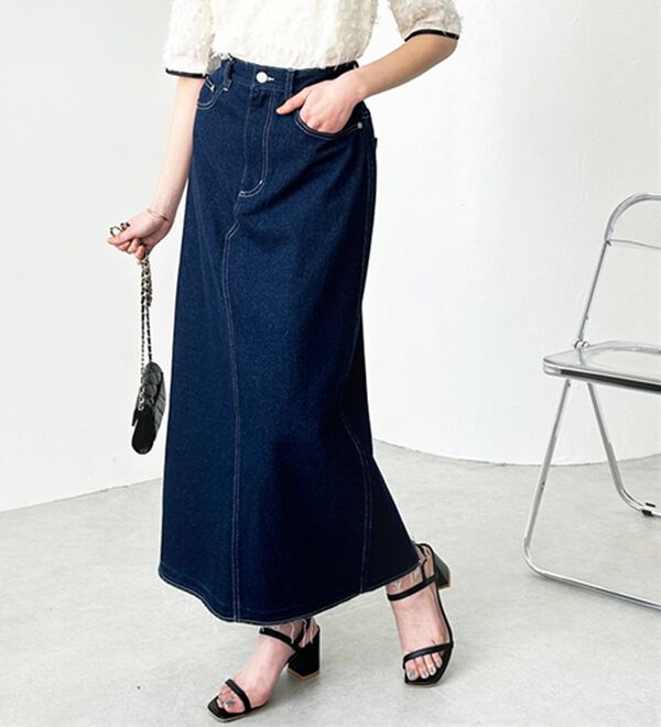 GeeRA（ジーラ）の「バックスリットデニムロングスカート（ロングスカート）」｜詳細画像