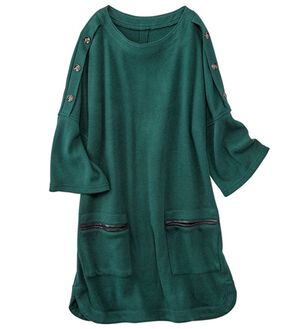 BELLUNA（ベルーナ）の「ウール入りカットソー素材デザインチュニック（チュニック）」｜グリーン