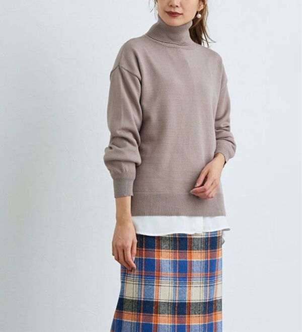 Pierrot（ピエロ）の「レーヨン混ボリュームスリーブタートルネックニット（ニット・セーター）」｜詳細画像