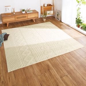 「日本製洗えるウール混抗菌防臭加工折りたたみラグ（カーペット）」｜アイボリー