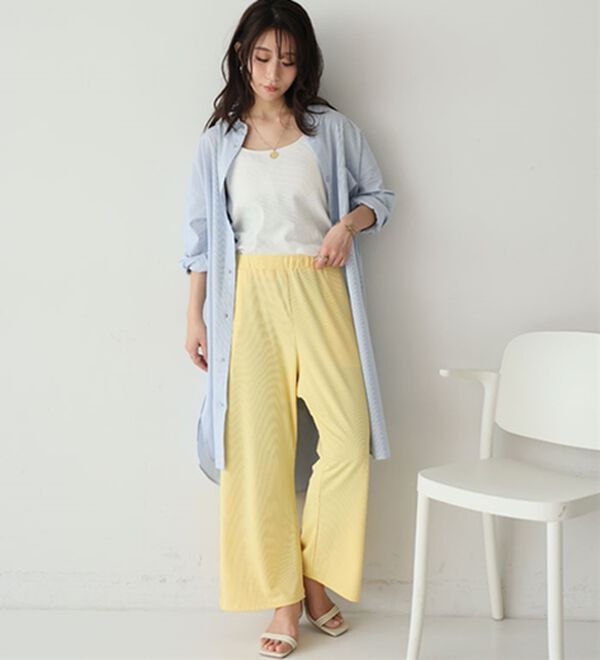 A HAPPY MARILYN（アハッピーマリリン）の「【Ｌ～８Ｌ】丈が選べる！さらトロリブイージーパンツ（ワイドパンツ・ガウチョ）」｜詳細画像