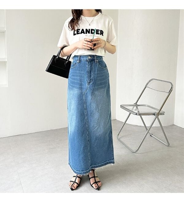 GeeRA（ジーラ）の「バックスリットデニムロングスカート（ロングスカート）」｜詳細画像