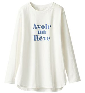 BELLUNA（ベルーナ）の「着回し上手に！きれい見え綿１００％素材ロゴプルオーバー（カットソー）」｜オフ白