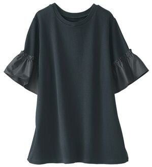 BELLUNA（ベルーナ）の「オーガニックコットン素材切替デザインプルオーバー（カットソー）」｜ブラック