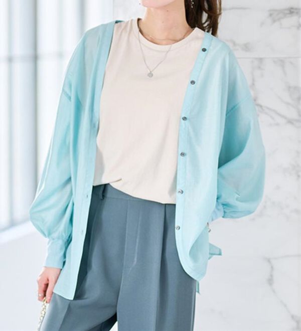 RANAN（ラナン）の「ディープVネックシアーシャツ（シャツ）」｜詳細画像