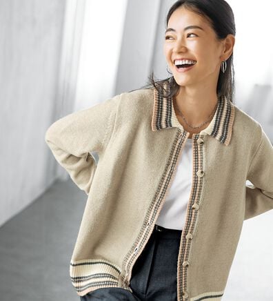 BELLUNA（ベルーナ）の「コートまではいらない日に！配色ニットジャケット（その他ジャケット）」