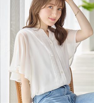 alotta（アロッタ）の「【接触冷感】インナー付ピンタックデザインブラウス【イエベ・ブルべ】（ブラウス）」｜オフホワイト