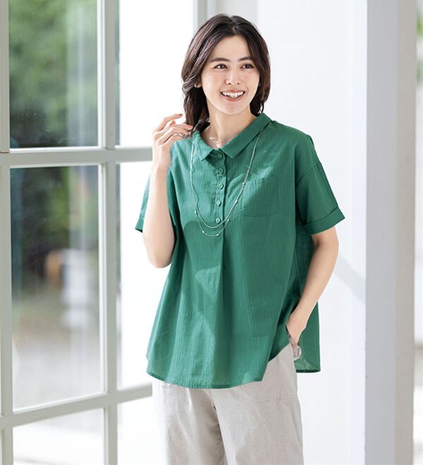 ルフラン（ルフラン）の「【３色組】涼しいちび衿ブラウス（ブラウス）」｜詳細画像