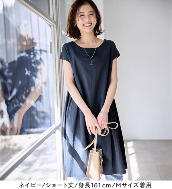 Viola e Viola（ヴィオラ エ ヴィオラ）の「【選べる２丈】綿１００％タック使いワンピース＜Ｓ～４Ｌ＞（チュニックワンピース）」｜詳細画像