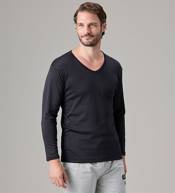 「【３枚組】サーモケア（Ｒ）綿混裏起毛インナー（メンズ肌着・インナーウェア）」｜詳細画像