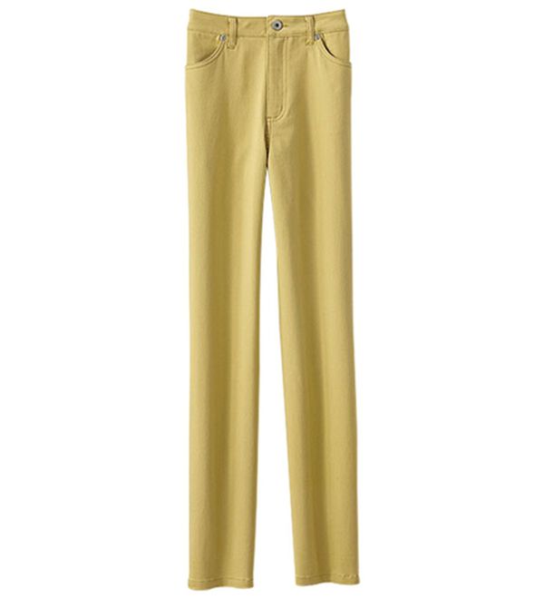 BELLUNA（ベルーナ）の「ヒンヤリ速乾！綿サテンストレッチカラーパンツ（フルレングスパンツ）」｜ライトイエロー