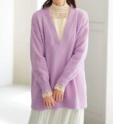 BELLUNA（ベルーナ）の「衿レイヤードで気分が上がる！Ｖネックゆったりセーター（ニット・セーター）」