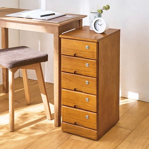 「全段鍵付！天然木リビングチェスト（チェスト・タンス）」｜詳細画像