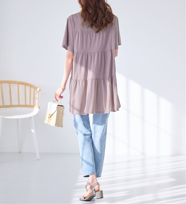 alotta（アロッタ）の「楽に可愛く！ふんわり綿混ティアードチュニック（チュニック）」｜詳細画像