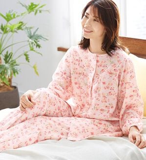 「【２着組】やわらか花柄キルトパジャマ（パジャマ・ルームウェア）」｜詳細画像