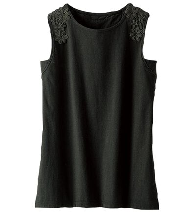 BELLUNA（ベルーナ）の「綿混素材脇汗対策フラワーレースインナー（タンクトップ・キャミソール）」