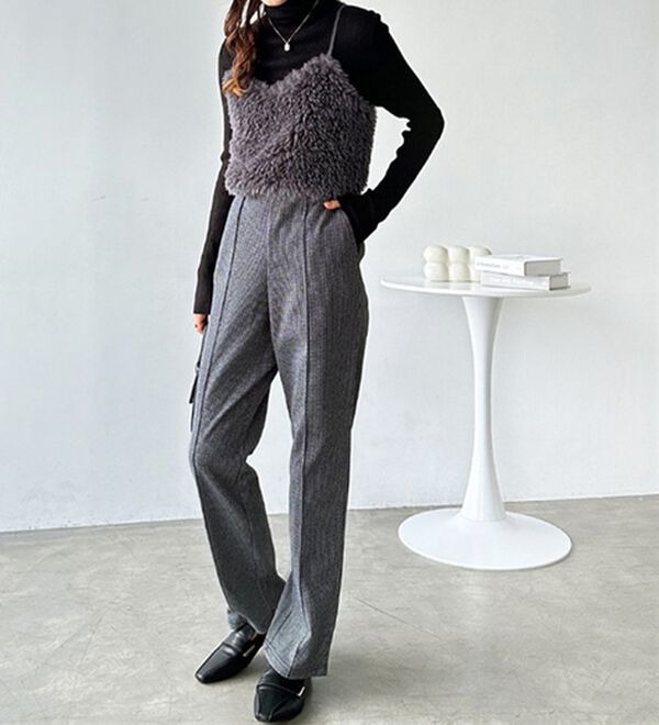 GeeRA（ジーラ）の「ウールライクピンタックストレートパンツ（ワイドパンツ・ガウチョ）」｜詳細画像