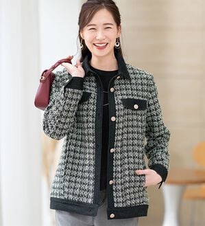 ルフラン（ルフラン）の「上品ツイード&times;デニム切替ジャケット（その他ジャケット）」｜詳細画像