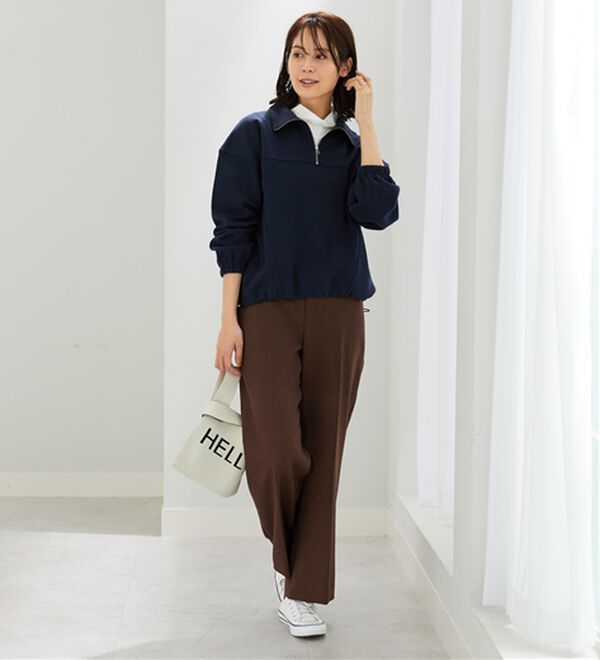 BELLUNA（ベルーナ）の「異素材使いハーフジッププルオーバー（カットソー）」｜詳細画像