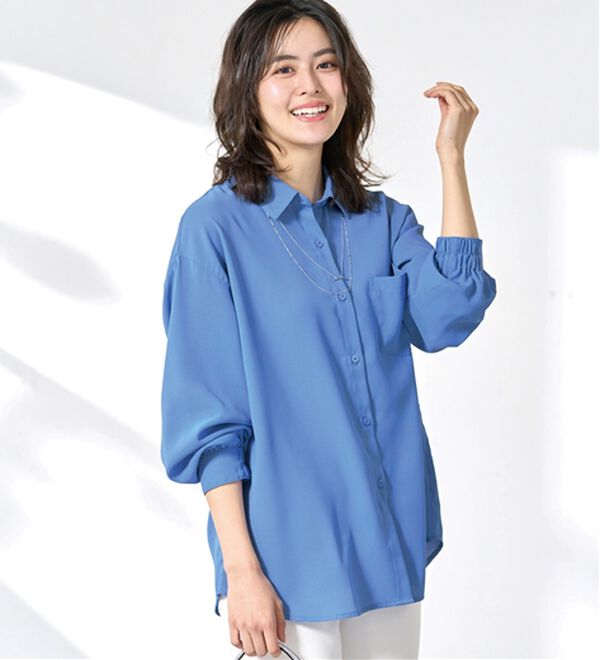 BELLUNA（ベルーナ）の「イージーケア！とろみ素材ビッグシャツ（シャツ）」｜詳細画像