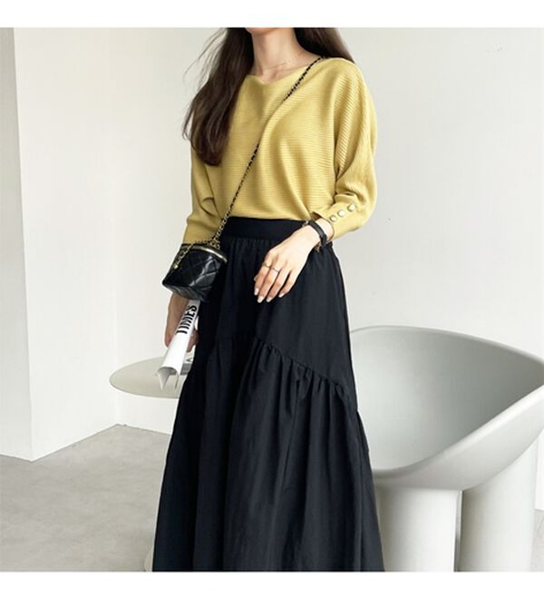 GeeRA（ジーラ）の「袖ボタン付ドルマンニットトップス（ニット・セーター）」｜詳細画像