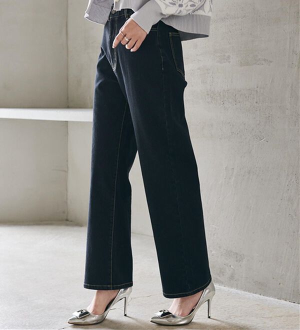 RANAN（ラナン）の「【裏起毛】ウエストゴムなのにスッキリ穿けるデニム（フルレングスパンツ）」｜詳細画像