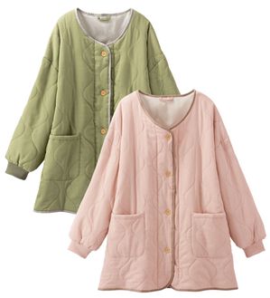 「【２枚組】暖か可愛い！中わたキルトかっぽう（エプロン）」｜詳細画像